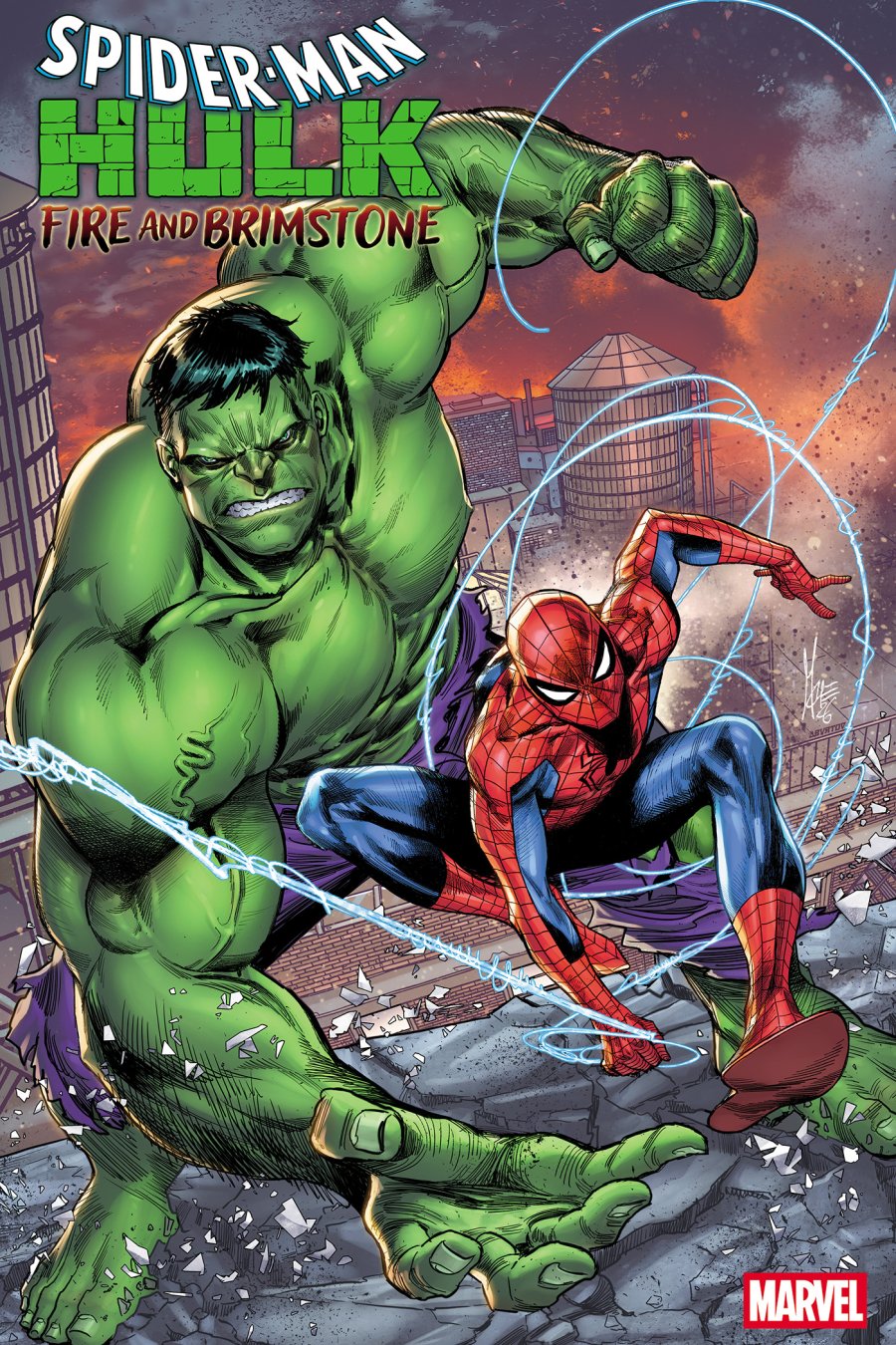SPIDER-MAN/HULK: FIRE AND BRIMSTONE #1 - Marco Checcetto Foil cover art