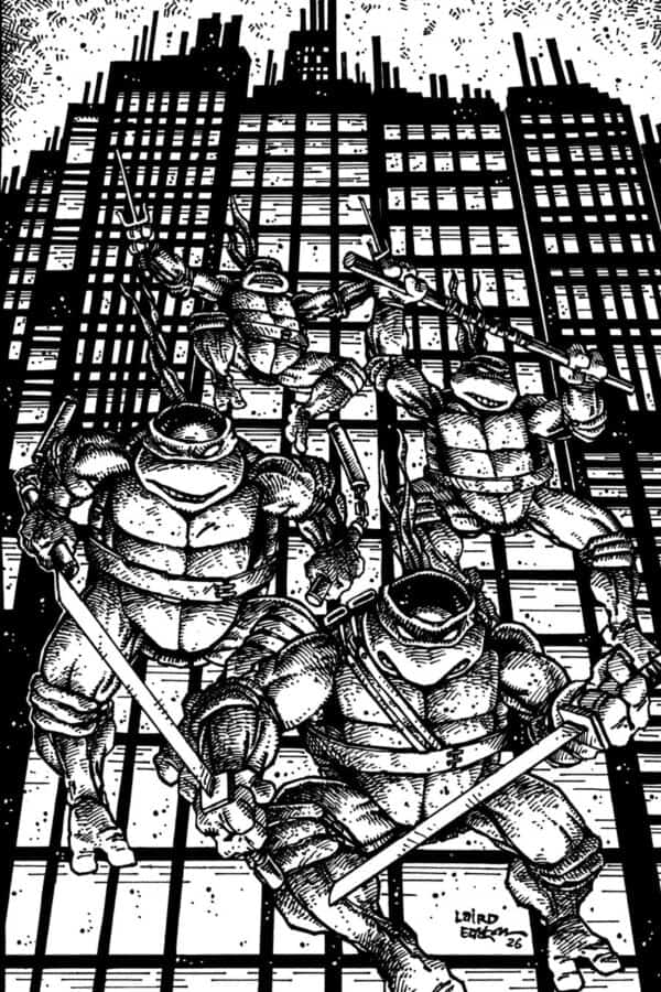 Teenage Mutant Ninja Turtles (2024) #20 - : 300th Issue Special Variant RI (25) (Eastman & Laird Full Art B&W) 1:25 cover art