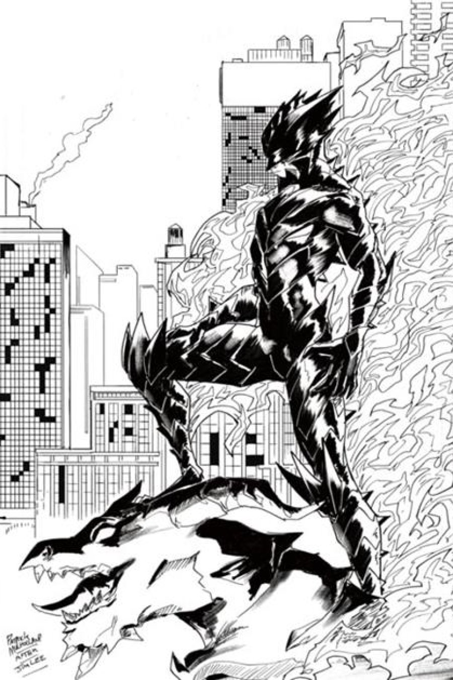 Fireborn #6 - Cvr G Inc 1:25 Patrick Mulholland B&W Virgin Cardstock Var 1:25 cover art