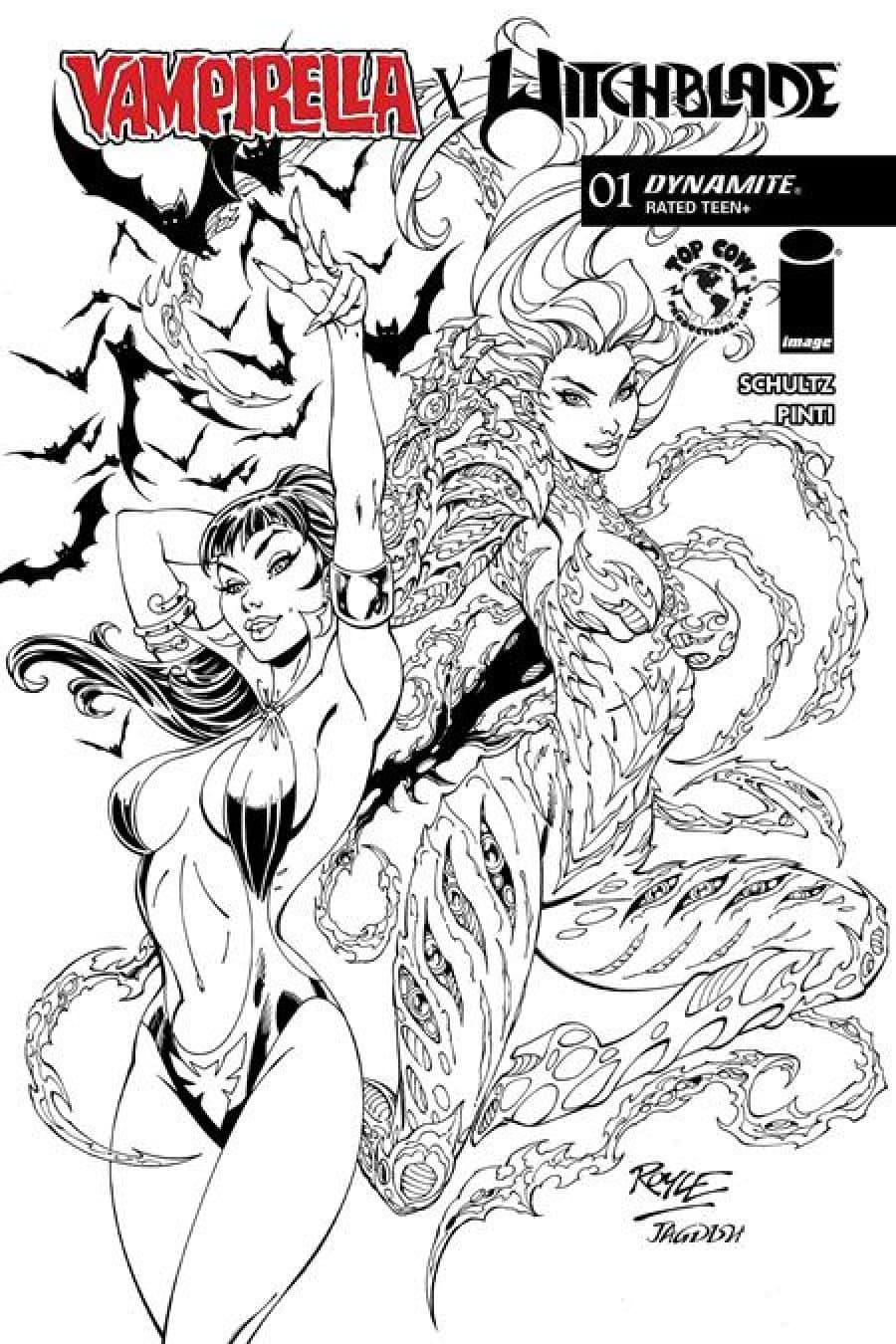 Vampirella X Witchblade Special #1 - (One Shot) Cvr Q Inc 1:7 John Royle Line Art Trade Dress Var 1:7 cover art