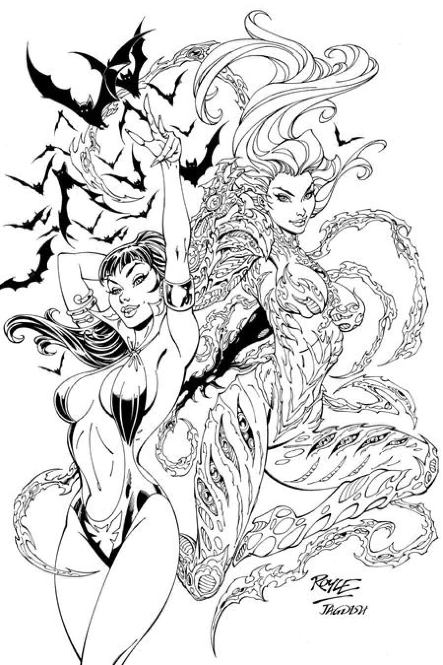 Vampirella X Witchblade Special #1 - (One Shot) Cvr R Inc 1:10 John Royle Line Art Virgin Var 1:10 cover art