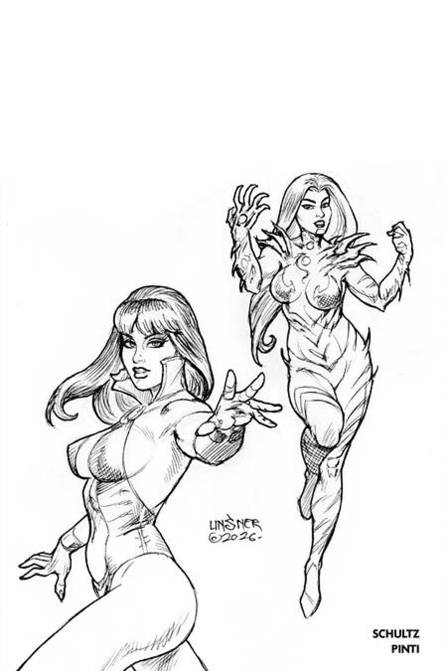 Vampirella X Witchblade Special #1 - (One Shot) Cvr T Inc 1:20 Joseph Michael Linsner Line Art Virgin Var 1:20 cover art